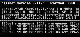 cgminer with optimized settings