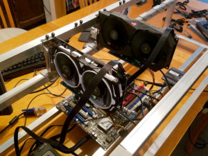 Ethereum GPU mining rig testbed.